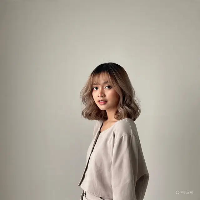 Bob Bergelombang dengan Wispy Bangs