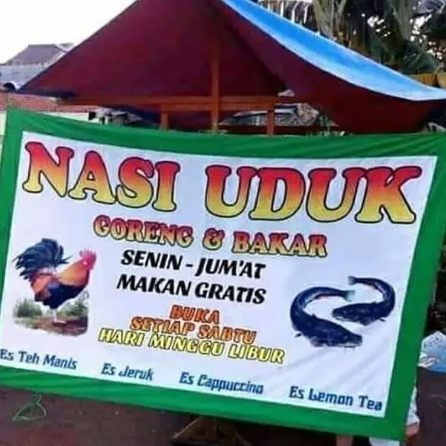 6 Tulisan Promo Makan Gratis Ini Nyeleneh, Bikin Pembeli Senyum Tipis