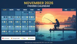 Kalender Mancing November 2026, Tanggal Terbaik dan Cuaca