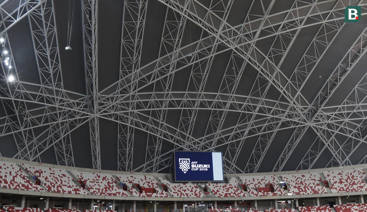 Suasana tampak dalam dari Stadion Nasional di Singapura, Kamis (8/11). Stadion ini akan menggelar laga Piala AFF 2018 antara Singapura melawan Timnas Indonesia. (Bola.com/M. Iqbal Ichsan)