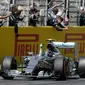 Pembalap Spanyol Nico Rosberg memenangai balapan Formula 1 GP Spanyol di Sirkuit de Catalunya (JOSEP LAGO / AFP)