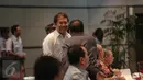 Menkominfo Rudiantara saat tiba untuk menghadiri rapat koordinasi dengan sejumlah pihak terkait persiapan angkutan mudik lebaran, di kantor Kementerian Perhubungan, Jakarta, Selasa (30/6/2015). (Liputan6.com/Faizal Fanani)