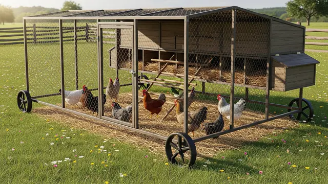Model Kandang Ayam dari Rangka Besi Ringan dengan Nuansa Natural (Image by Gemini AI)