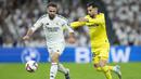 Hal itu terjadi setelah pemain Los Blancos Dani Carvajal berebut bola dengan Yeremy Pino. (AP Photo/Bernat Arnangue)