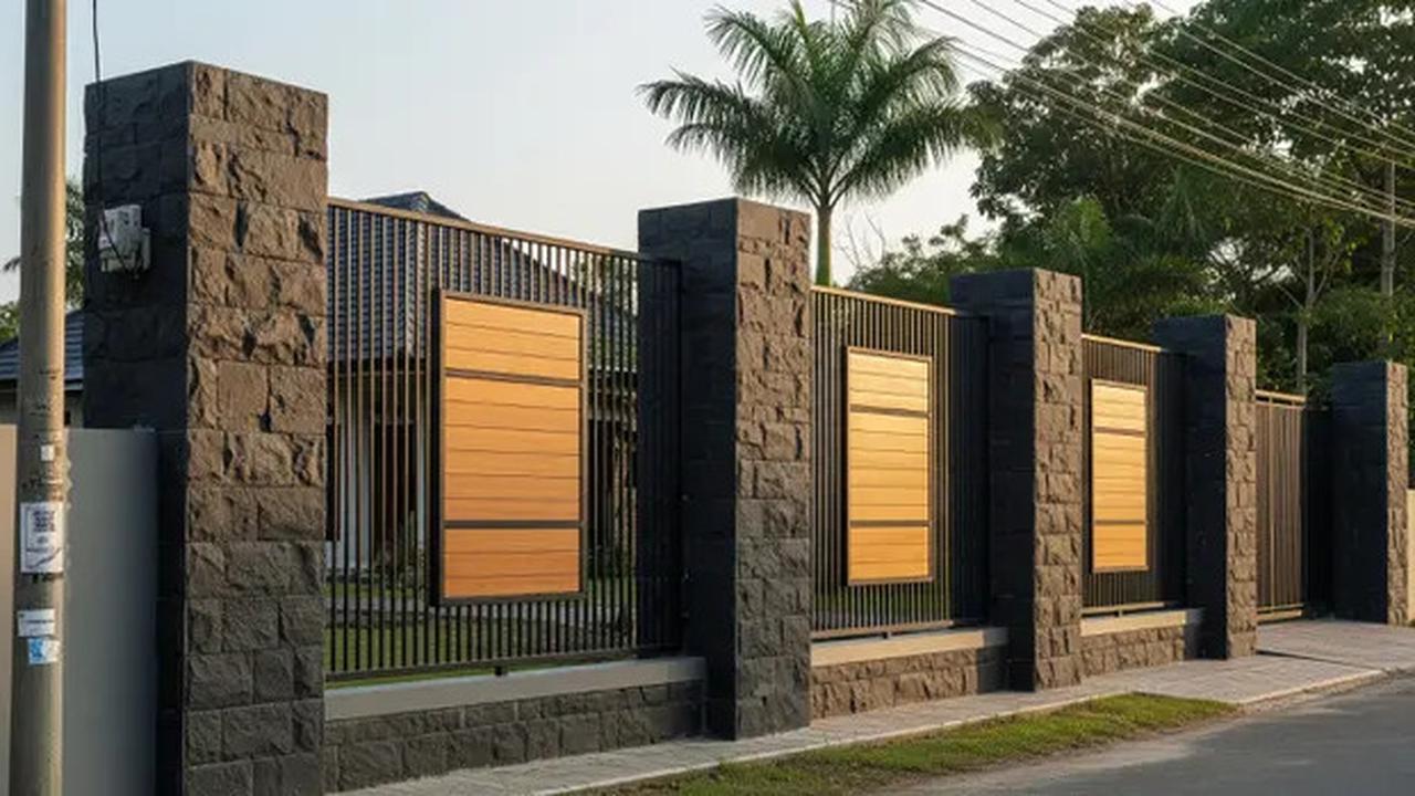 8 Desain Pagar Besi Kombinasi Kayu dan Batu Alam, Bikin Hunian Tampak Modern