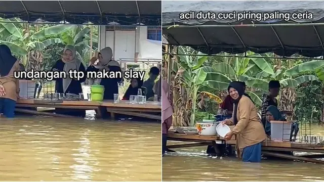 Viral Acara Pernikahan Tetap Digelar Meski Banjir, Tamu Diantar Pakai Sampan