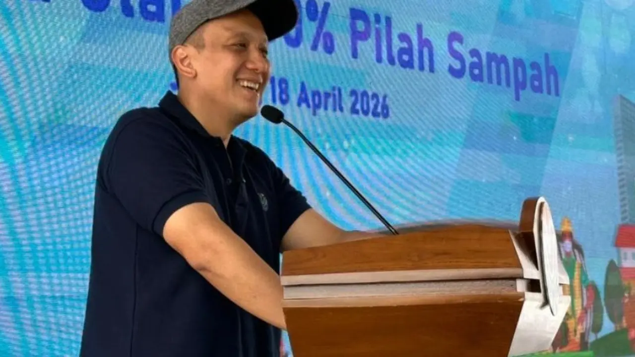 Wamen LH Diaz Hendropriyono saat 'Deklarasi Jakarta Utara 100% Pilah Sampah' yang diselenggarakan di fasilitas RDF Rorotan, Kecamatan Cilincing, Jakarta Utara.