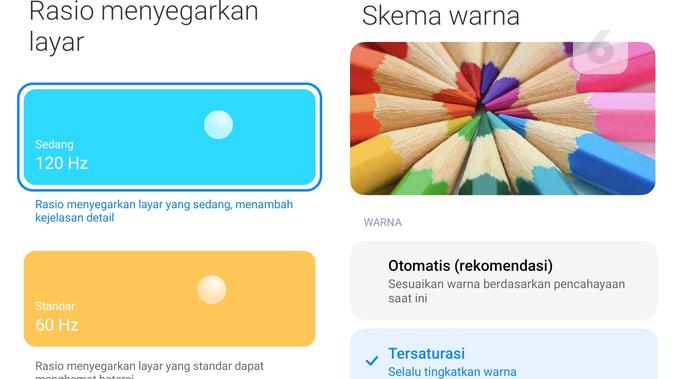 Redmi Note 10 Pro, pengaturan refresh rate (Liputan6.com/ Agustin Setyo W).