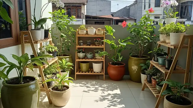 Kombinasi Rak dan Pot Lantai
