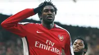 Emmanuel Adebayor bergabung dengan Arsenal pada 2006, setelah itu memutuskan pindah ke Manchester City tiga musim kemudian. Bersama The Citizin, Adebayor dipinjamkan ke Real Madrin, namun hanya bertahan setengah musim saja. (Foto: AFP/Glyn Kirk)