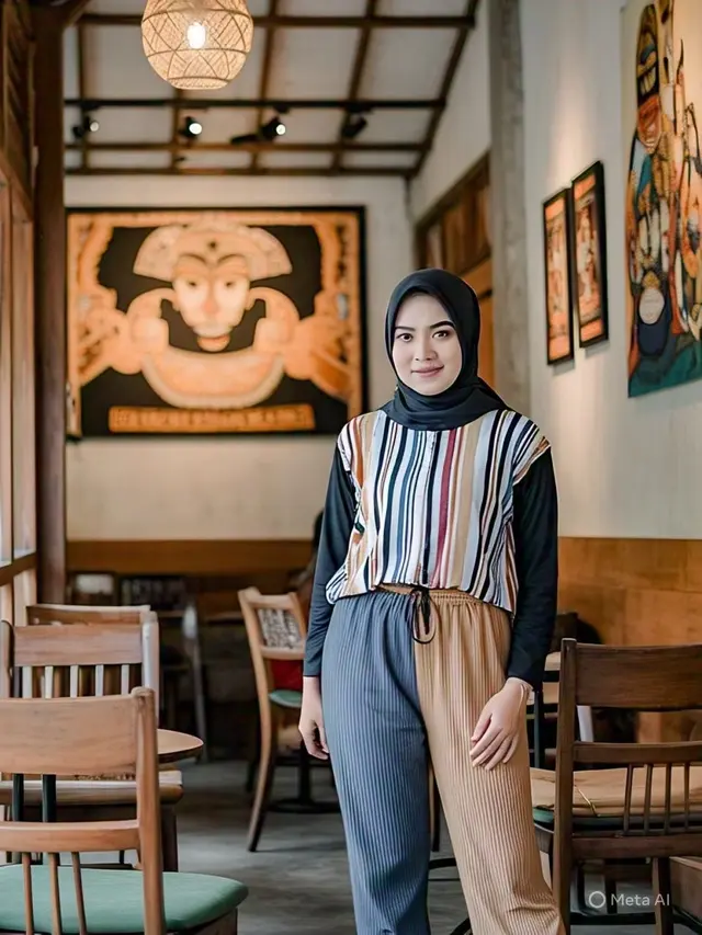 Ide Padanan Model Celana Lebar yang Nyaman dan Kelihatan Tetap Stylish/via Meta AI