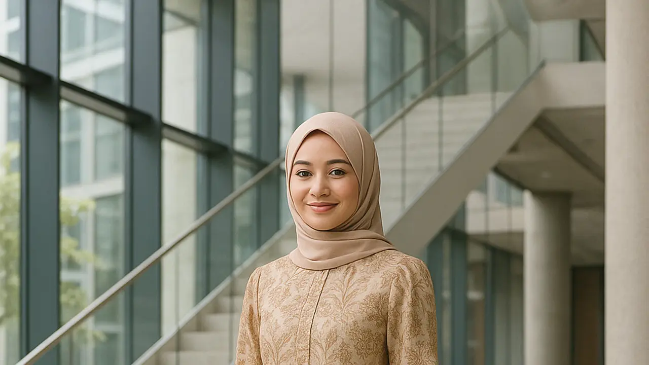 Model Gamis Batik Belah Tengah untuk ke Kantor Berjilbab 2025