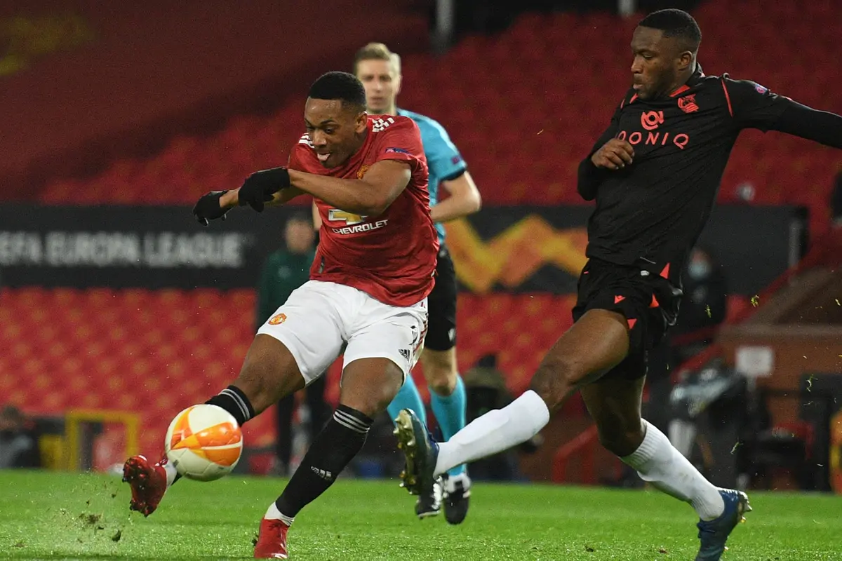 FOTO: Ditahan Imbang 0-0 Real Sociedad, Manchester United Lolos ke Babak 16 Besar Liga Europa - Anthony Martial