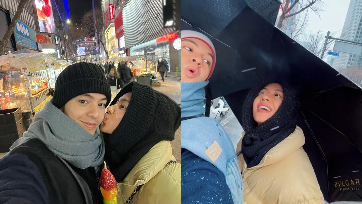 7 Potret Romantis Angga Yunanda dan Shenina Bulan Madu di Korea, Main Salju