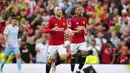 Tiga gol Manchester United dicetak oleh Christian Eriksen (17'), Casemiro(52') dan Bruno Fernandes lewat titik penalti pada menit ke-76. (AP Photo/Jon Super)
