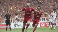 Striker Persija Jakarta, Marko Simic, merayakan gol yang dicetaknya ke gawang Mitra Kukar pada laga Liga 1 di SUGBK, Jakarta, Minggu (9/12). (Bola.com/Vitalis Yogi Trisna)