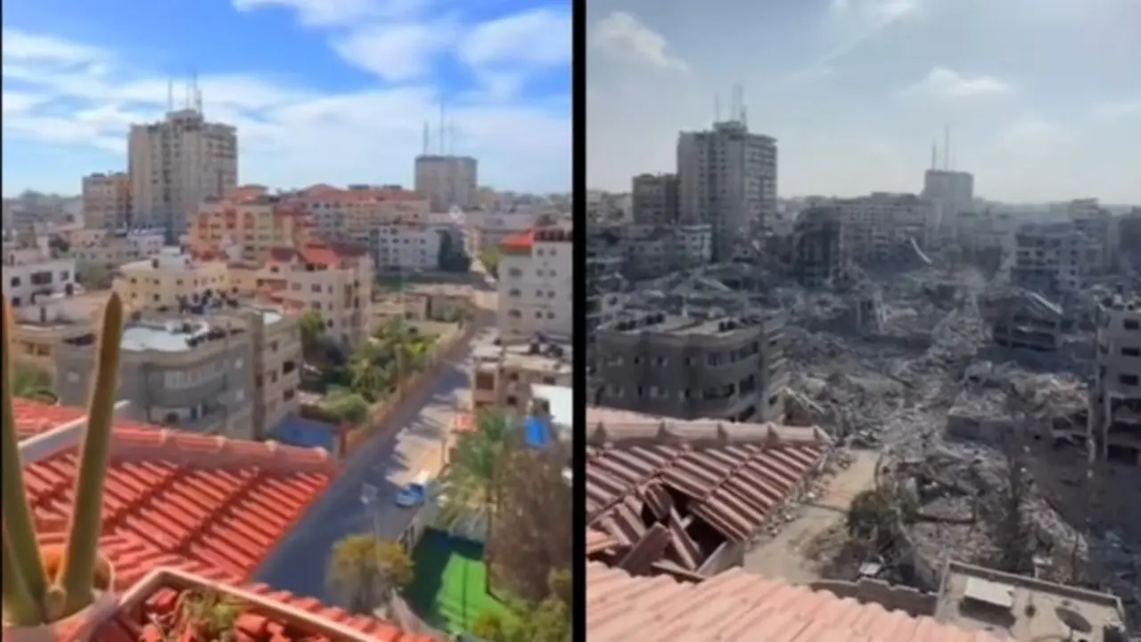 5 Potret Penampakan Sebelum dan Setelah Diduga Kota di Palestina yang Dibombardir Ini Viral