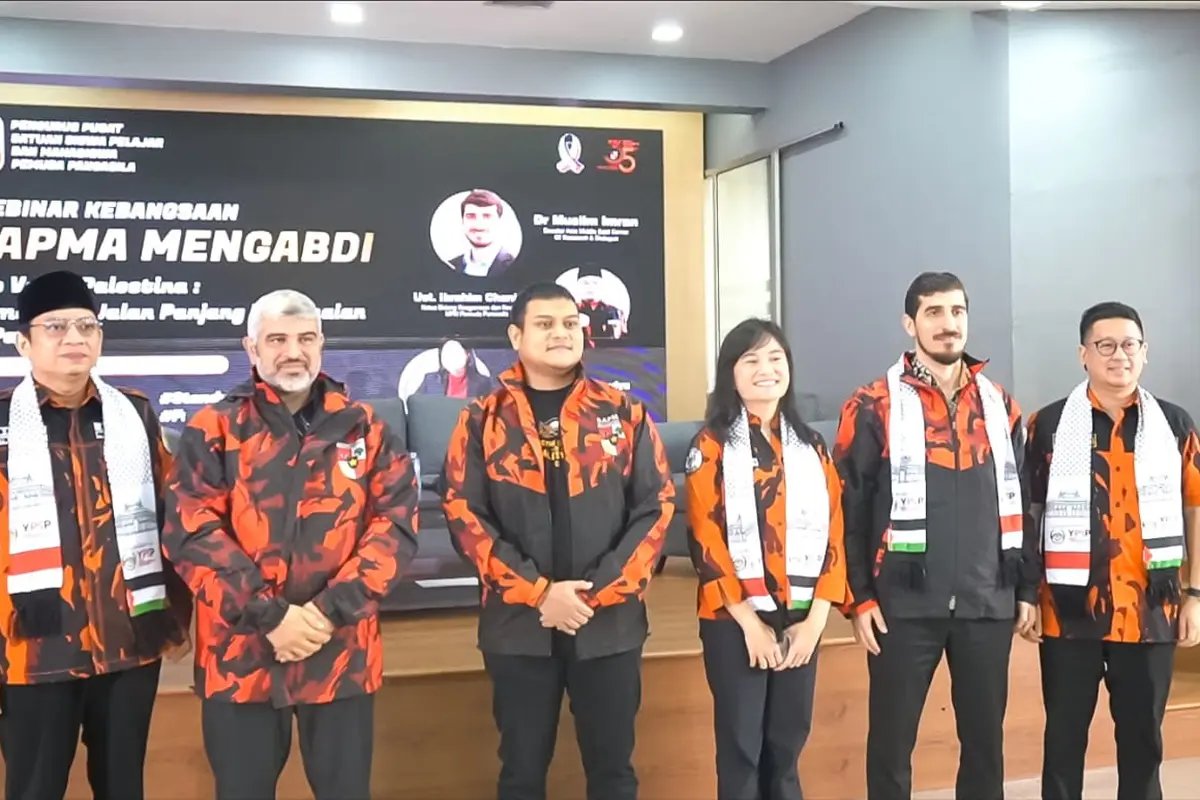 Diskusi umum bertajuk 'Quo Vadis Palestina: Memahami Jalan Panjang Kedamaian di Tanah Palestina' yang diselenggarakan oleh Pimpinan Pusat Satuan Pelajar Siswa Dan Mahasiswa (SAPMA) Pemuda Pancasila di Aula Utama Majelis Pimpinan Nasional Pemuda Pancasila