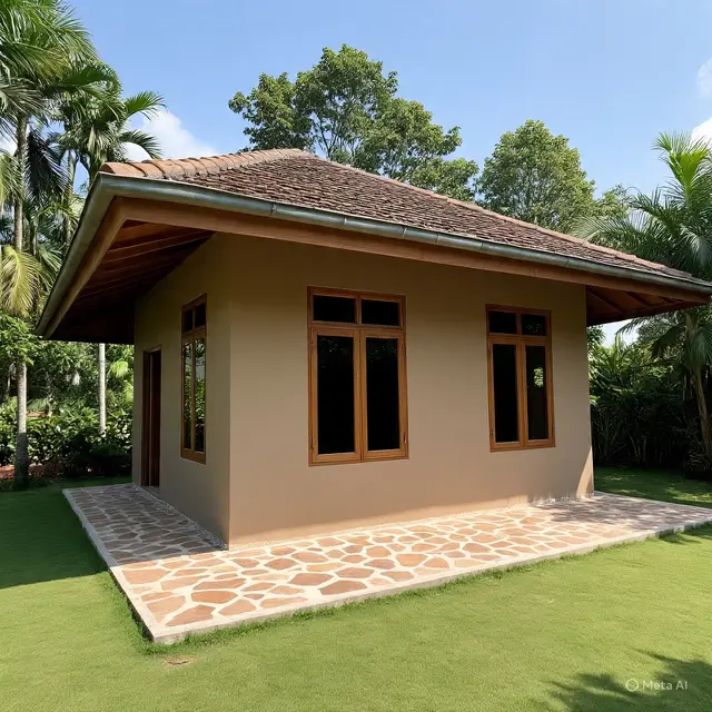 Rumah Sederhana Warna Coklat Muda 6 x 12 Meter