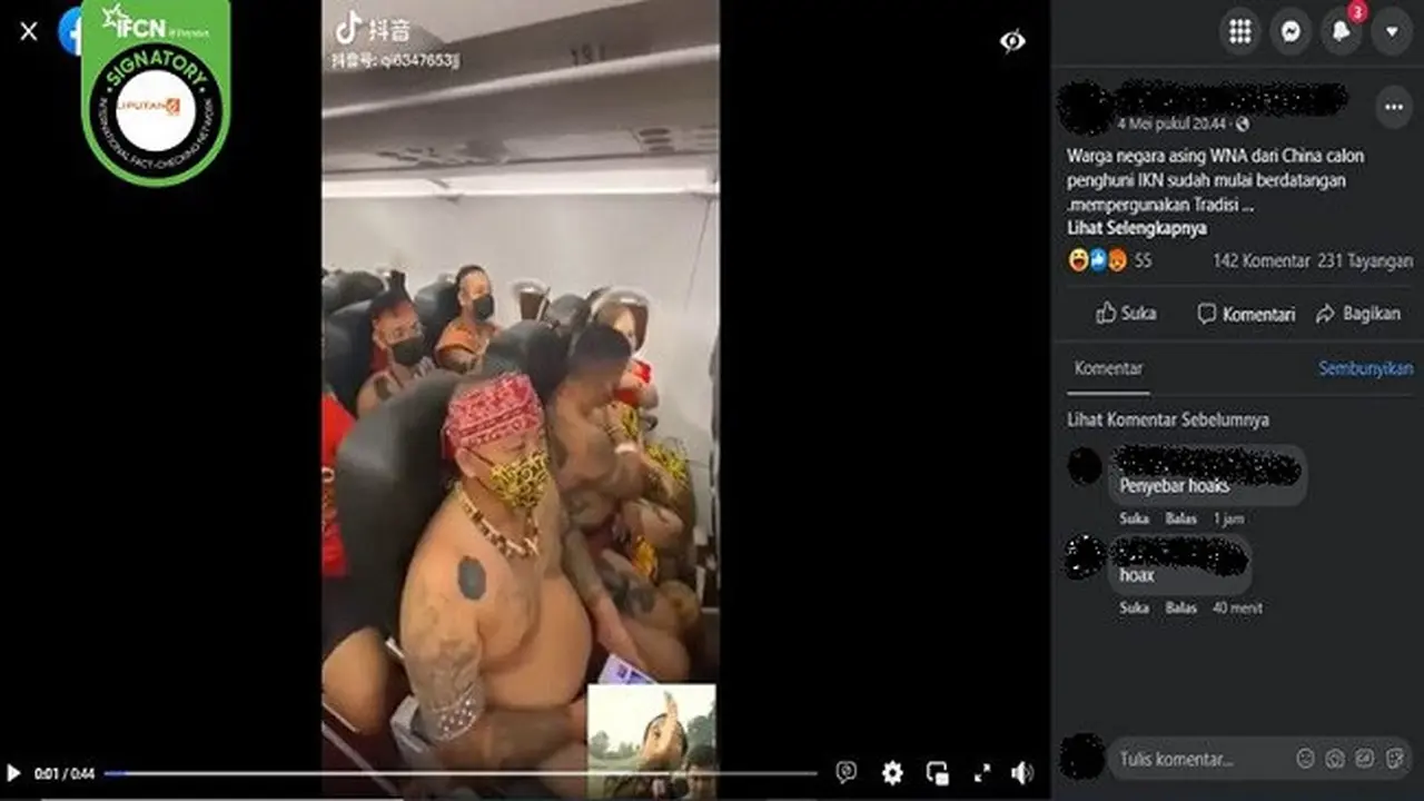 Gambar Tangkapan Layar Video yang Diklaim WN China Calon Penghuni IKN Mulai Berdatangan (sumber: Facebook).