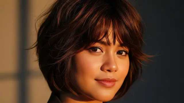 Model Rambut Pendek Gelombang untuk Wajah Bulat