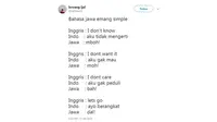 Bahasa Jawa Simpel (Sumber: Twitter/SefrizalHD)