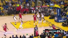 Berita video game recap NBA 2017-2018 antara Golden State Warriors  melawan Houston Rockets dengan skor 115-86.