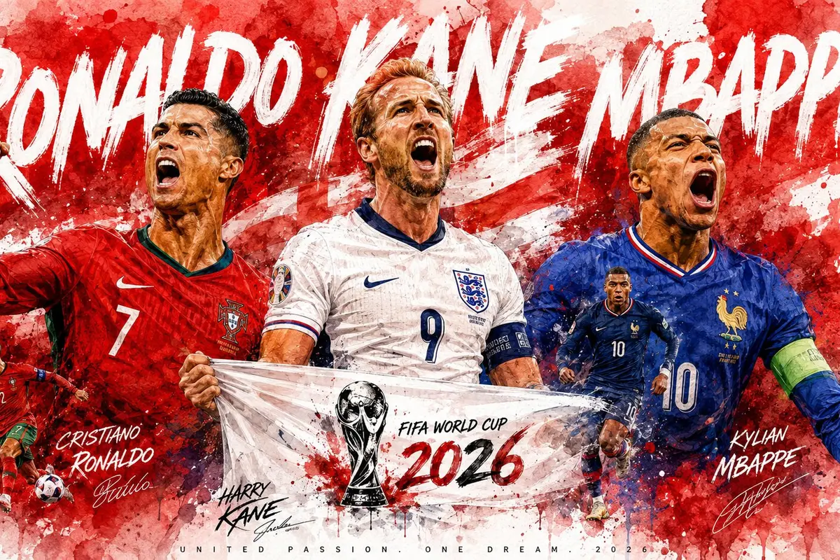 Cristiano Ronaldo, Harry Kane, Kylian Mbappe, Piala Dunia 2026