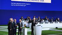 Kanada, Amerika Serikat, dan Meksiko secara resmi terpilih menggelar Piala Dunia 2026.. (AFP/Kirill Kundryavtsev)