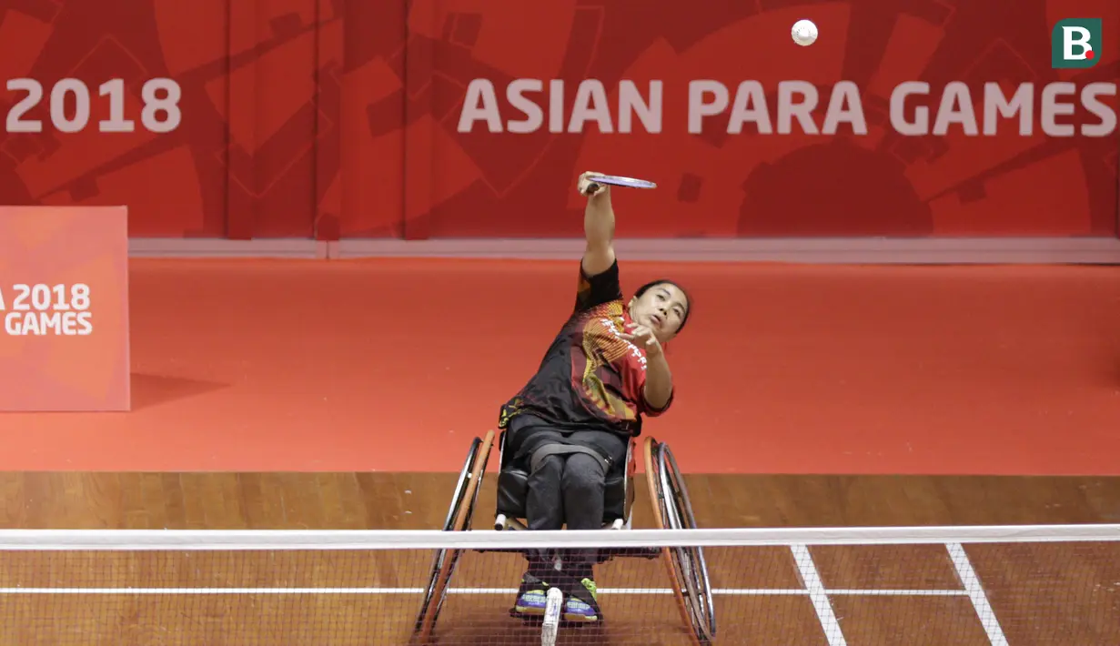 Atlet bulu tangkis Asian Para Games Indonesia melakukan latihan di Istora, GBK, Jakarta, Jumat (05/10/2018). Indonesia memasang target tinggi yaitu meraih empat medali emas. (Bola.com/M Iqbal Ichsan)