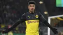 Jadon Sancho didatangkan Dortmund pada pada tahun 2017. Sancho nyaris tak pernah gagal berkontribusi terhadap gol Borussia Dortmund di Bundesliga. (AFP/Ina Fassbender)