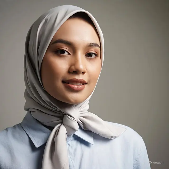 Model Kerudung Segi Empat Simpul Pita di Bawah Dagu