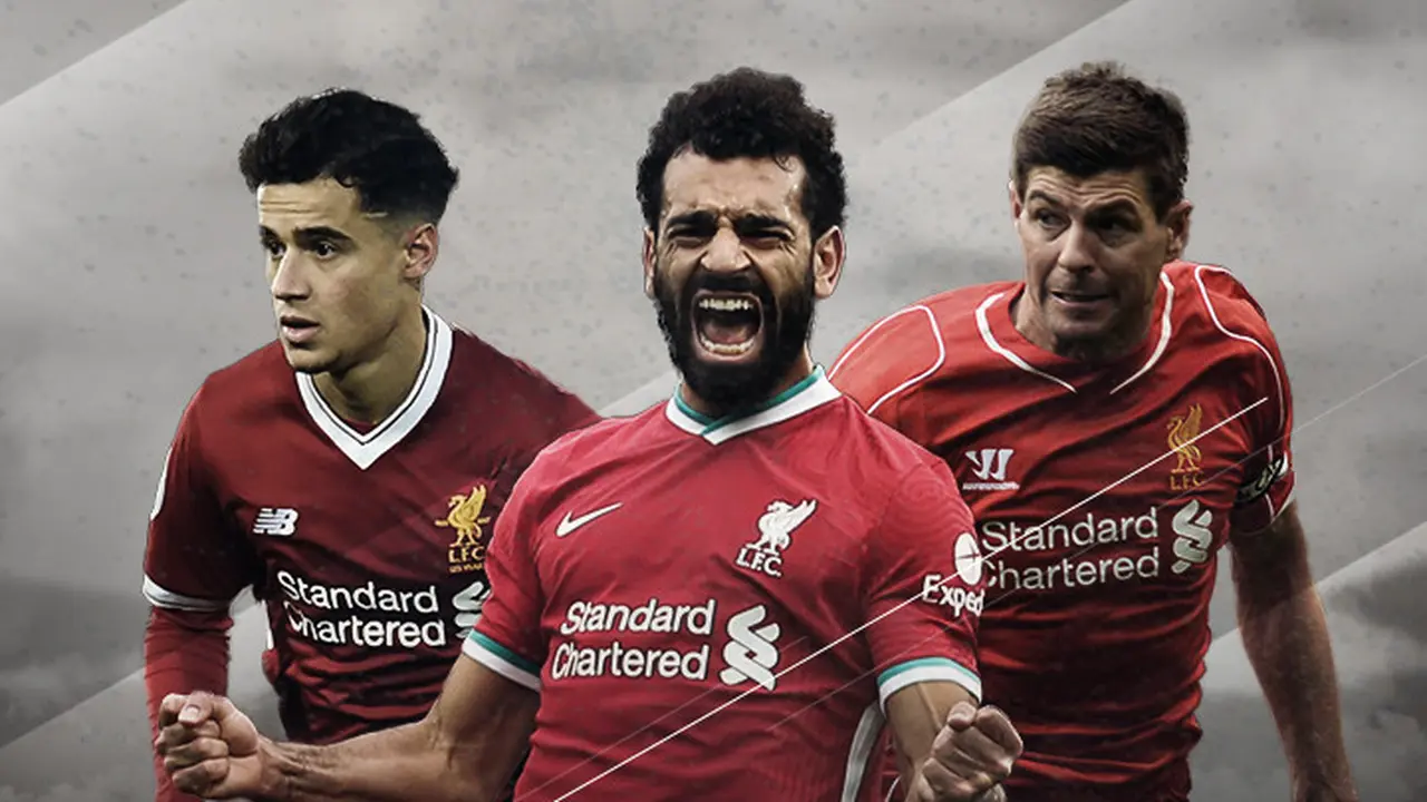 Philippe Coutinho, Mohamed Salah dan Steven Gerrard
