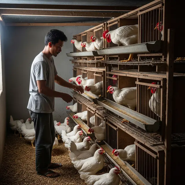 Ternak ayam leghorn di lahan 2x2 meter (Gemini AI)