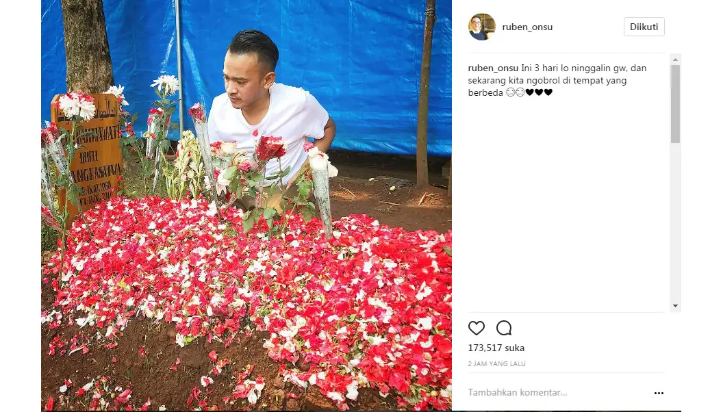 Ruben Onsu mengajak ngobrol Julia Perez di kuburan (Foto: Instagram)
