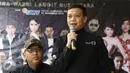 Uncu Putra memberi keterangan saat jumpa pers konser pergantian tahun yang bertajuk "Gempita 2017" di kawasan Ancol, Jakarta, Selasa (27/12). Acara tersebut akan digelar di Pantai Carnaval Ancol, Pademangan, Jakarta Utara. (Liputan6.com/Herman Zakharia)