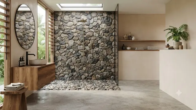 Model Kamar Mandi dengan Batu Alam