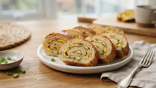 Roti Gulung Telur Dadar Daun Bawang