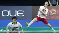 Kevin Sanjaya Sukamuljo/Marcus Fernaldi Gideon bakal meladeni Lee Jhe Huei/Lee Yang pada perempat final Singapura Terbuka, Jumat (14/4/2017). (PBSI)