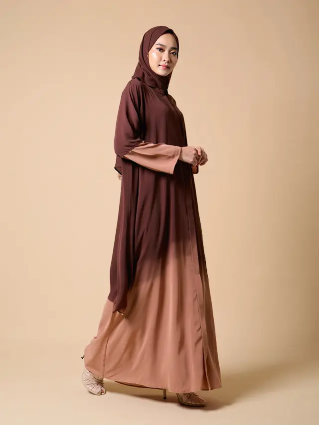 Gamis Syar'i Kombinasi 2 Warna Elegan