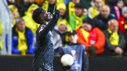 Gol semata wayang Arsenal pada pekan ke-4 Grup A Liga Europa 2022/2023 ini dicetak oleh Bukayo Saka di menit ke-24. (Fredrik Varfjell/NTB Scanpix via AP)