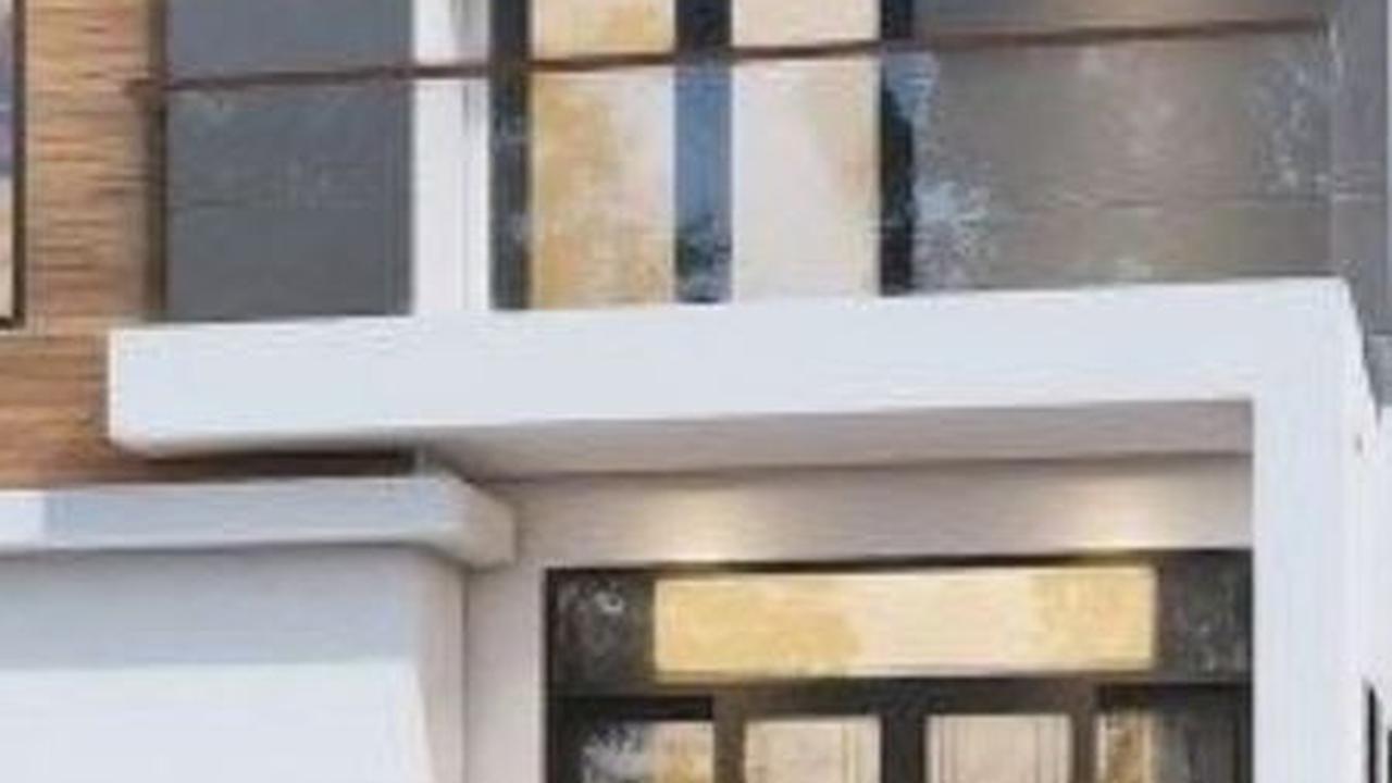 Desain Rumah 7x9 Tampak Depan Kombinasi Putih dan Motif Kayu