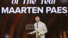 Kiper Timnas Indonesia, Maarten Paes, jadi penjaga gawang terbaik dalam PSSI Awards 2026. Malam penghargaan digelar di Studio 6 Emtek City, Jakarta Barat, pada Sabtu (28/3/2026) malam WIB. (Bola.com/Bagaskara Lazuardi)