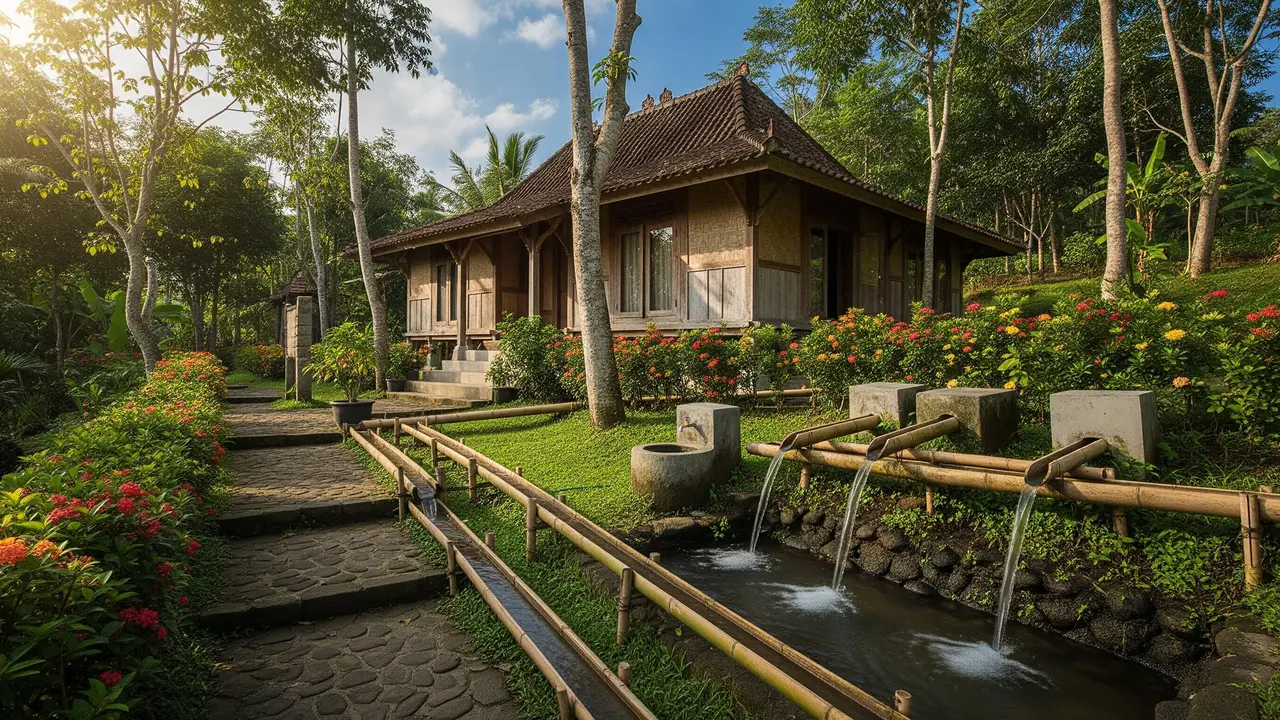 Model Rumah di Desa dengan Sistem Air Gravitasi Tanpa Pompa