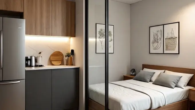 Ilustrasi Dapur Bersebelahan dengan Kamar Tidur (Sumber Gambar: Meta AI)