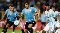 Timnas Argentina menang 1-0 atas Urguay pada laga ke-12 kualifikasi Piala Dunia 2022 zona Amerika Selatan di Estadio Campeon del Siglo, Sabtu (13/11/2021) pagi WIB. (AFP/POOL/Matilde Campodonico)