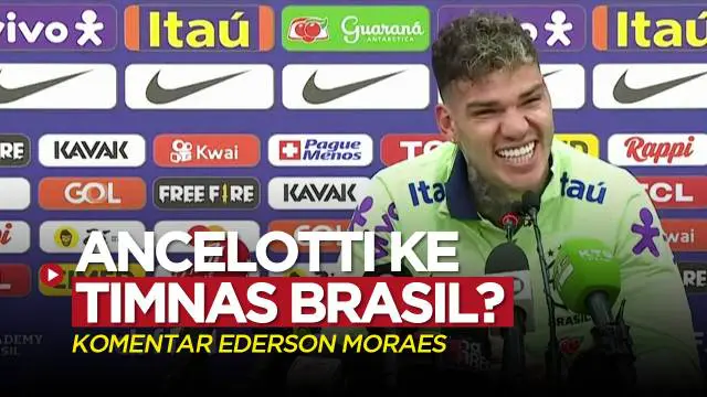 Berita video kiper Timnas Brasil, Ederson Moraes, sampai berbicara dengan tiga rekan senegaranya di Real Madrid soal peluang Carlo Ancelott menangani Tim Samba, Selasa (21/3/2023).