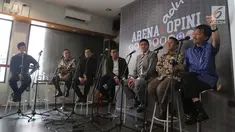 Suasana diskusi bertema "Arena Adu Opini Ekonomi, Hukum Dan Politik" di Jakarta, Kamis (12/7). Diskusi tersebut membahas strategi politik partai dan pemilihan capres dan cawapres 2019 mendatang dan ekonomi pemerintahan. (Liputan6.com/Angga Yuniar)