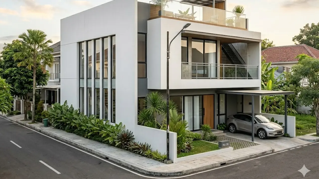 Contoh Rumah Tipe 36 di Pinggir Jalan Ada Rooftop
