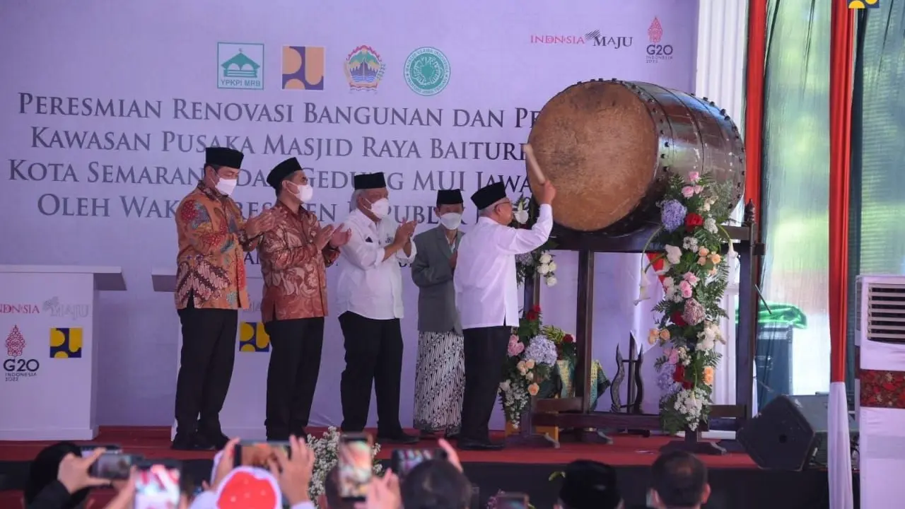 Wakil Presiden Ma’ruf Amin meresmikan Masjid Raya Baiturrahman Semarang, Jawa Tengah, Jumat (23/9/2022). (Dok Kementerian PUPR)